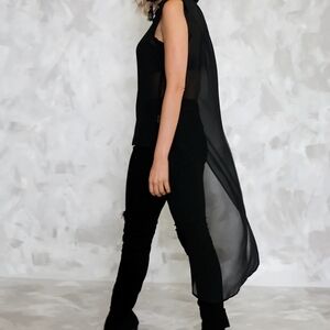 Millau Black High Low Sleeveless Semi-Sheer Top Blouse Size Small
